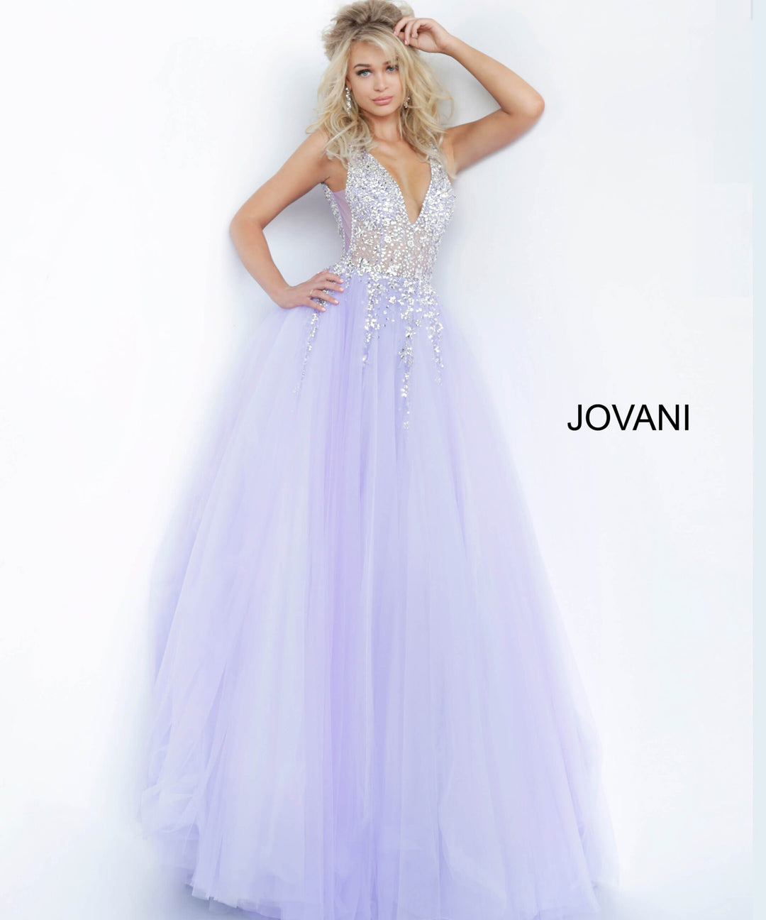 Beaded Sleeveless A-line Gown by Jovani 65379