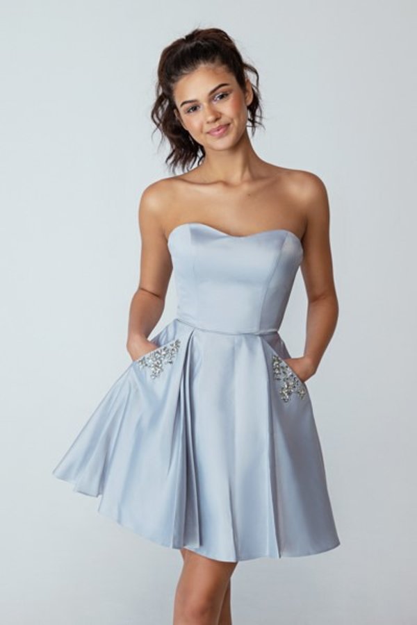 Satin Short Strapless A-line Dress by Eureka 6622