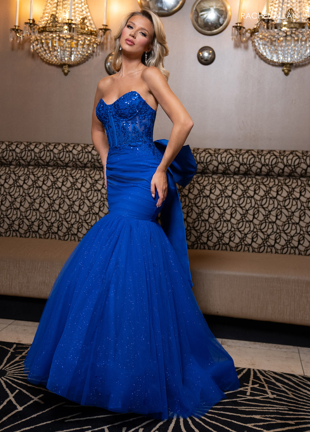 Applique Strapless Mermaid Dress by Rachel Allan 70726