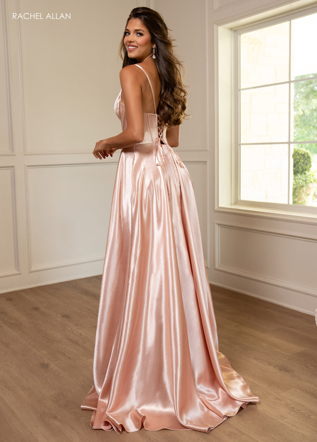 Crepe Sleeveless A-line Slit Gown by Rachel Allan 70739