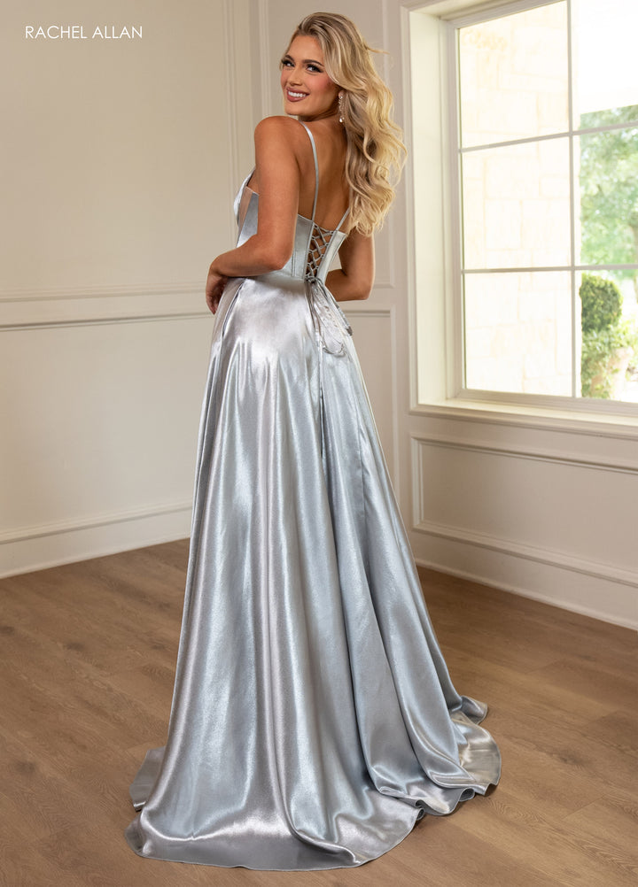 Crepe Sleeveless A-line Slit Gown by Rachel Allan 70739