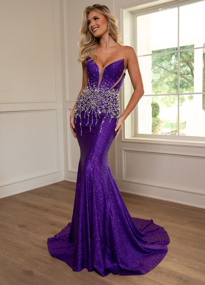 Beaded Strapless Mermaid Dress by Rachel Allan 70742