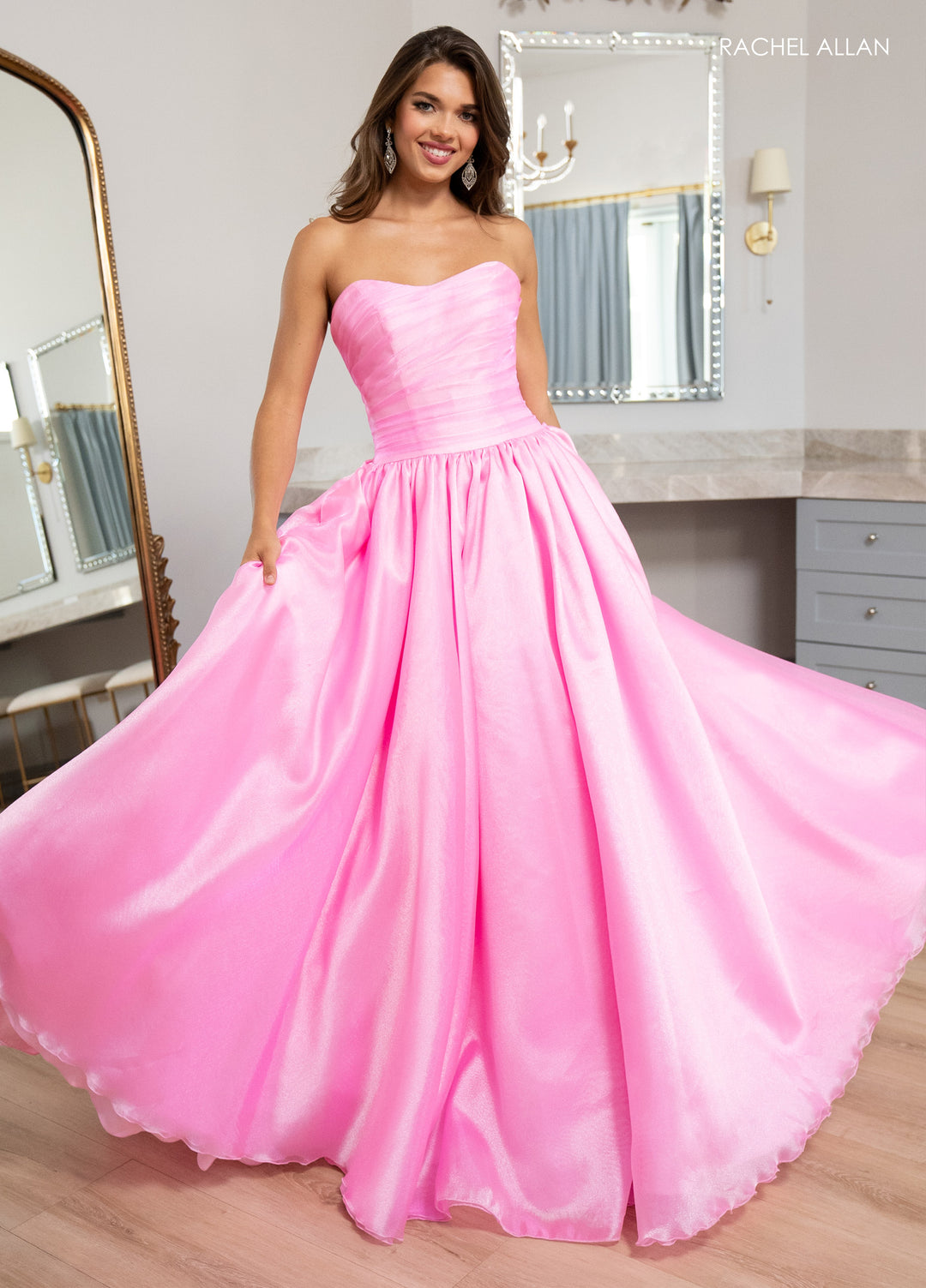 Organza Strapless A-line Gown by Rachel Allan 70768