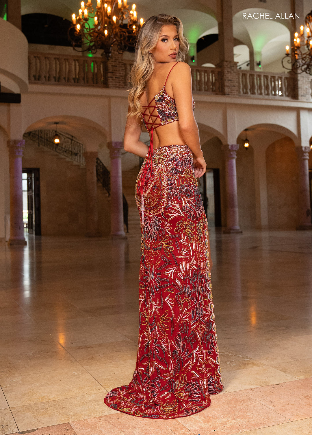 2-Piece Sleeveless Slit Gown by Rachel Allan 70794