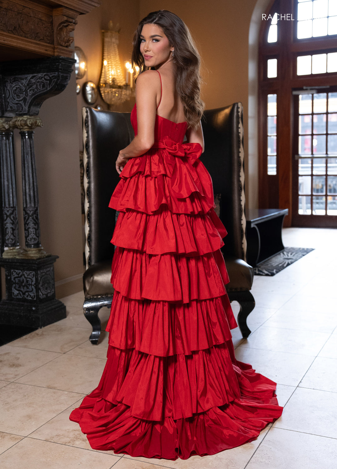 Taffeta Sleeveless Tiered Gown by Rachel Allan 70863