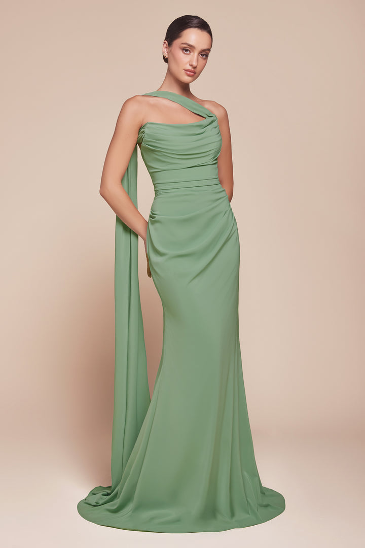 Chiffon Fitted Convertible Gown by Ladivine 7433