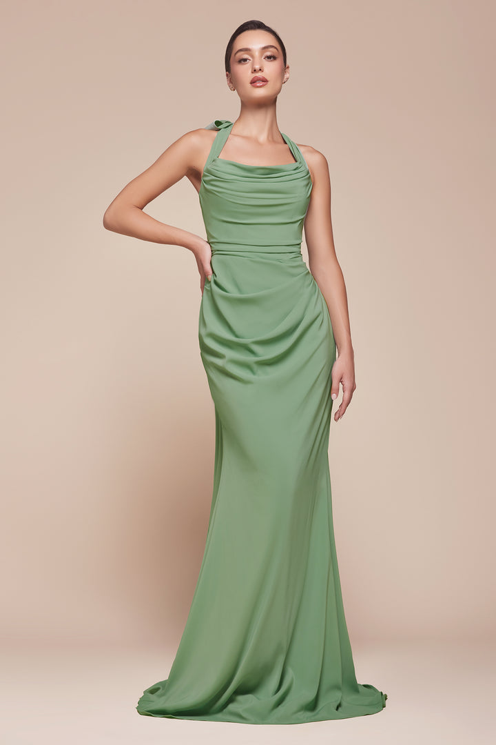 Chiffon Fitted Convertible Gown by Ladivine 7433