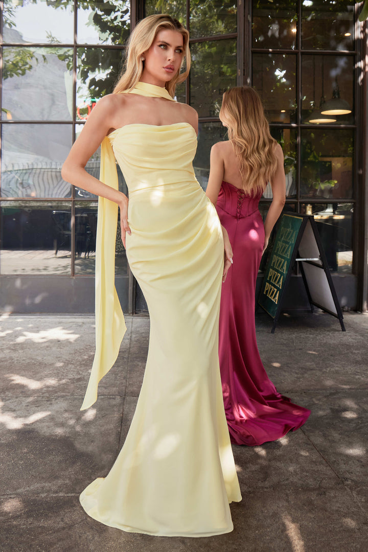 Chiffon Fitted Convertible Gown by Ladivine 7433