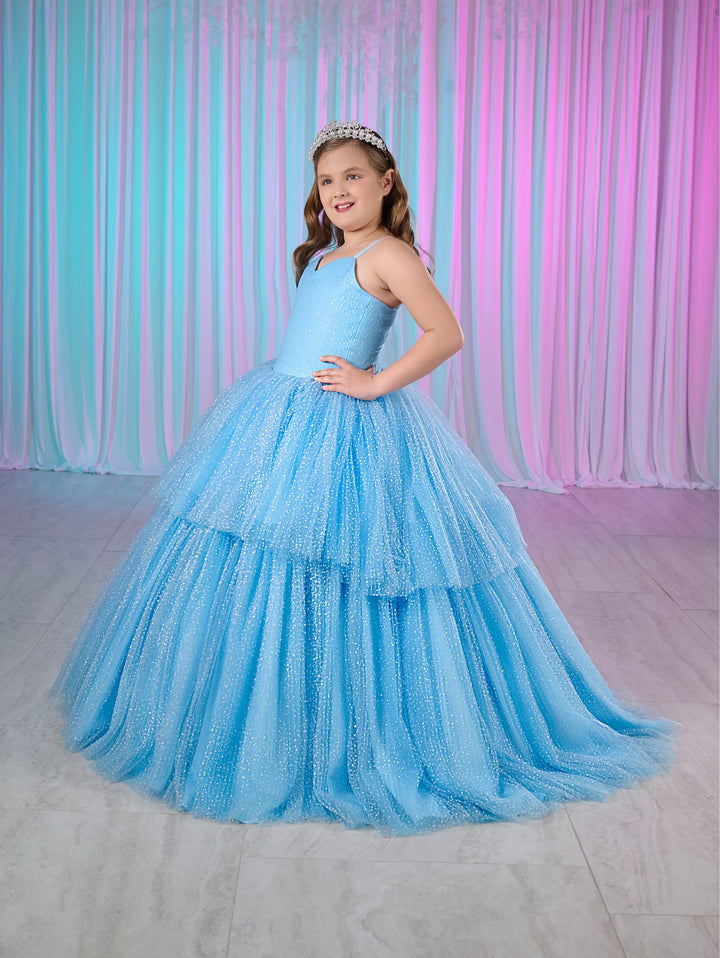 Girls Glitter Tiered Gown by Mini Quince 80018MQ