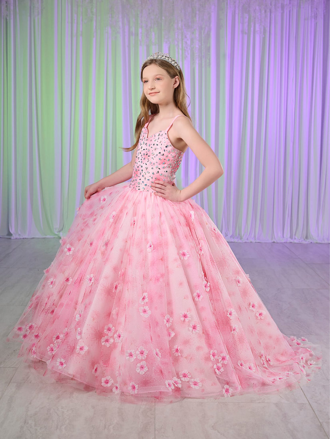 Girls Floral Print Gown by Mini Quince 80021MQ