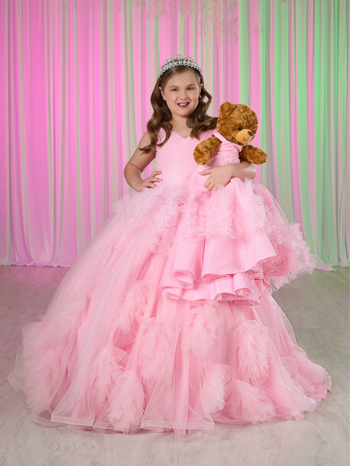 Girls Ruffled Glitter Gown by Mini Quince 80022MQ