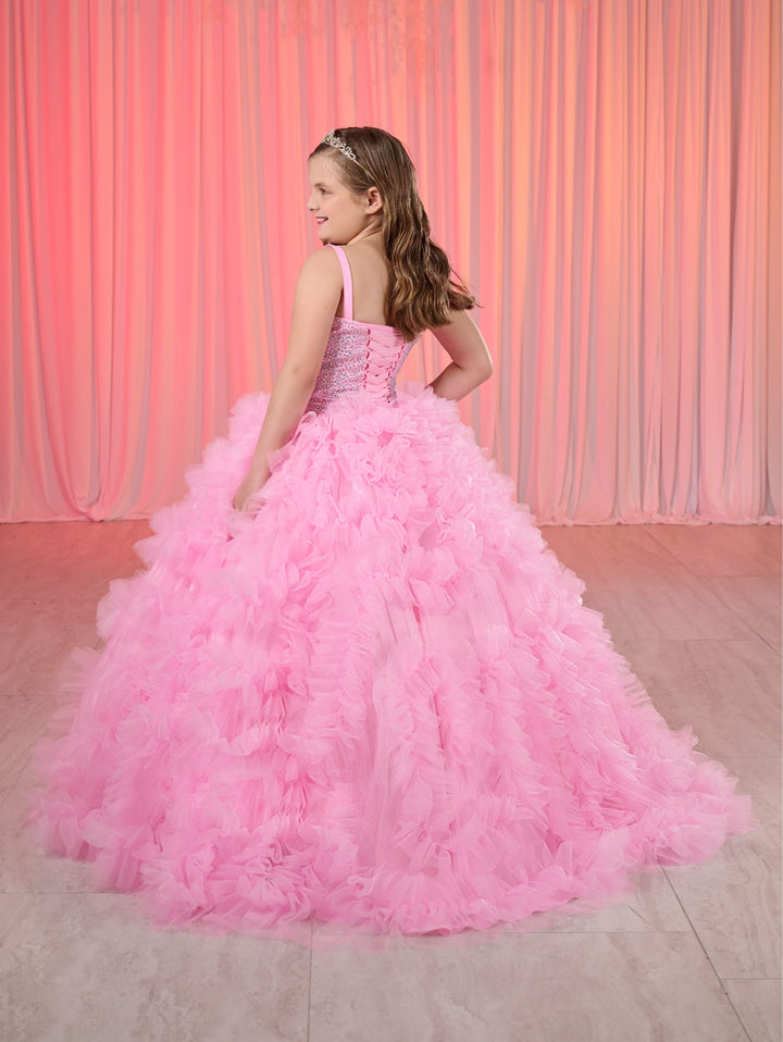 Girls Ruffled Tulle Gown by Mini Quince 80023MQ