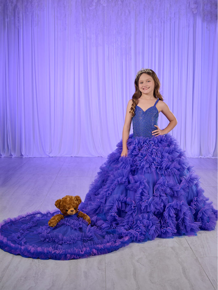 Girls Ruffled Tulle Gown by Mini Quince 80023MQ