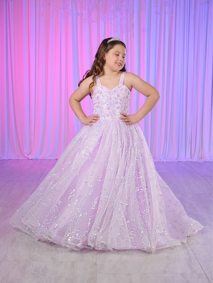 Girls Sequin Applique Gown by Mini Quince 80026MQ