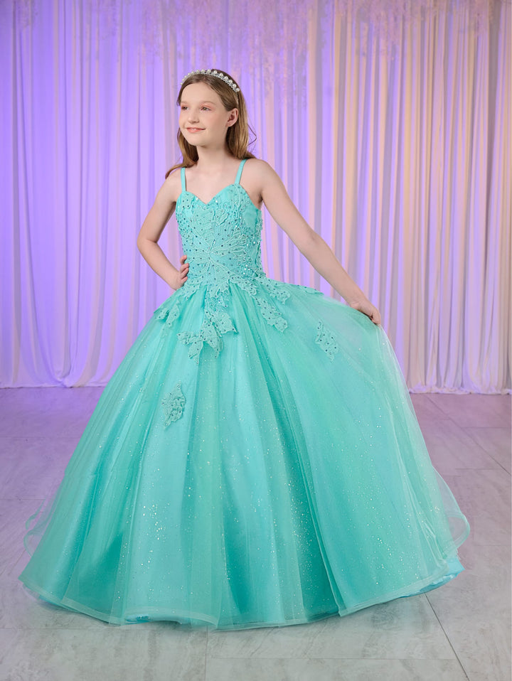 Girls Lace Applique Gown by Mini Quince 80028MQ