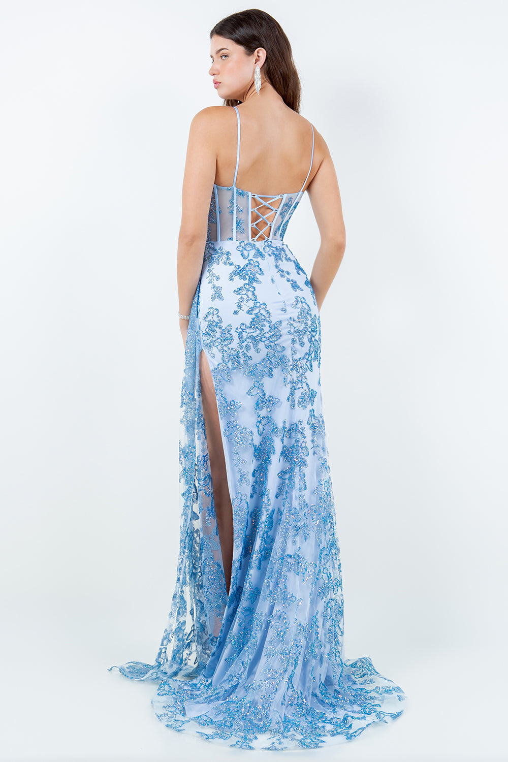 3D Butterfly Sleeveless Slit Gown by Cinderella Couture 8079J