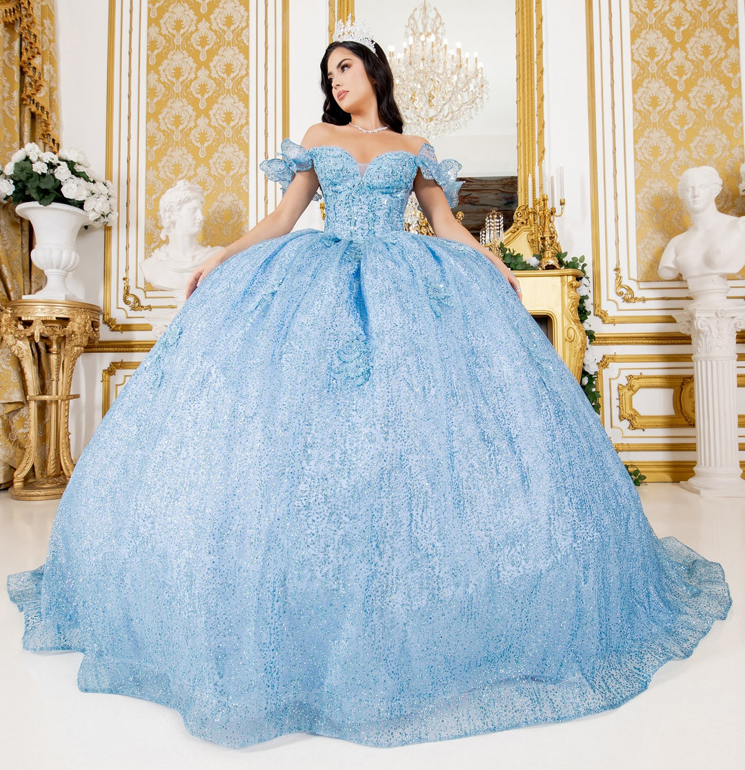 3D Butterfly Off Shoulder Ball Gown by Cinderella Couture 8120J