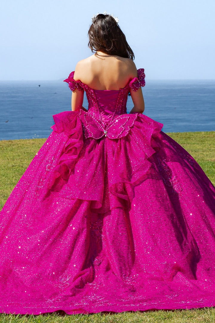 3D Butterfly Off Shoulder Ball Gown by Cinderella Couture 8120J