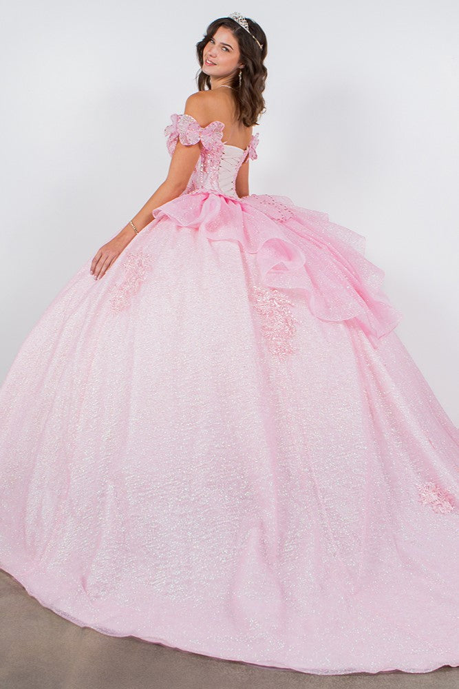 3D Butterfly Off Shoulder Ball Gown by Cinderella Couture 8120J