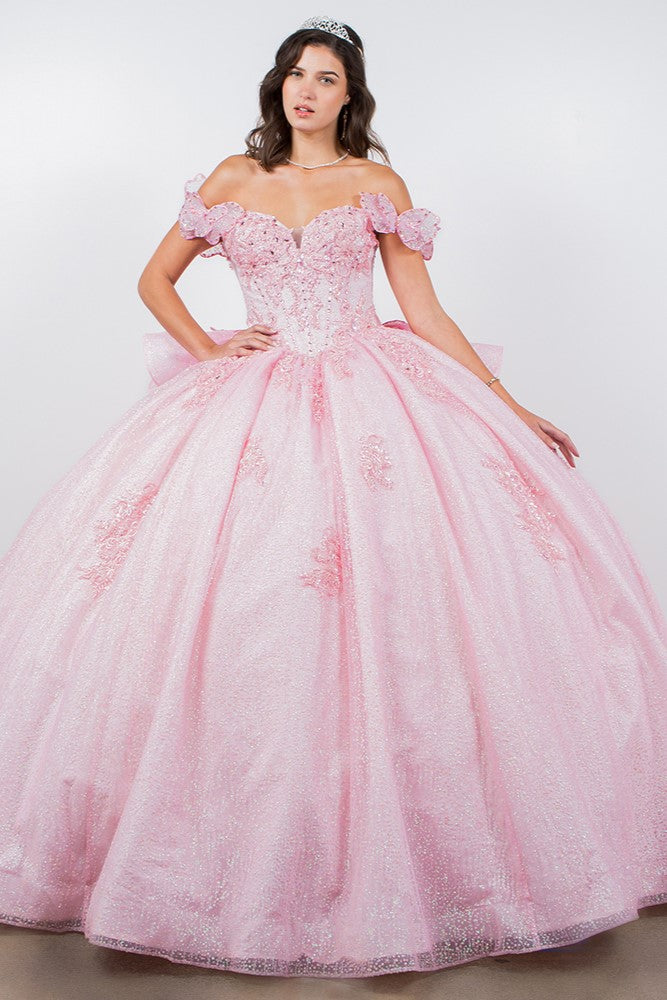 3D Butterfly Off Shoulder Ball Gown by Cinderella Couture 8120J