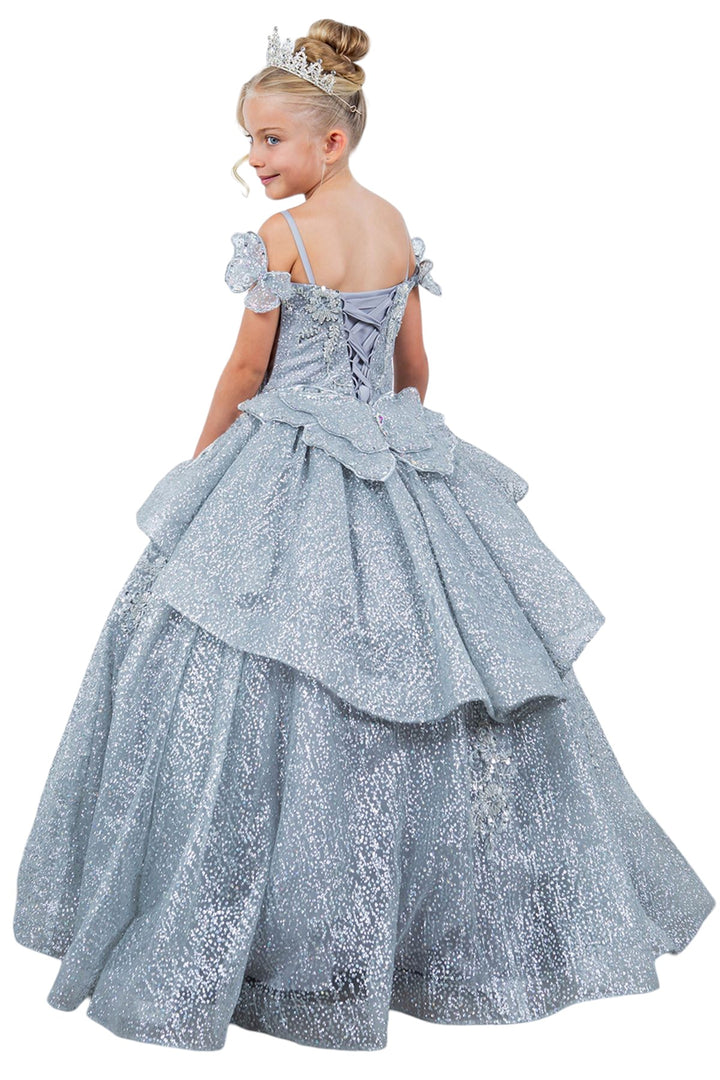 Girls 3D Butterfly Cold Shoulder Gown by Cinderella Couture 8120