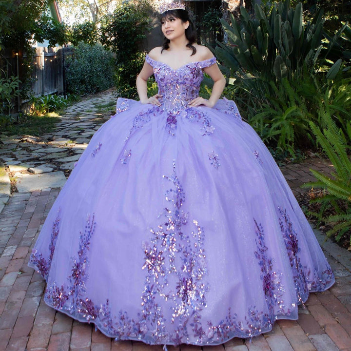 Off Shoulder Sheer Corset Ball Gown by Cinderella Couture 8125J