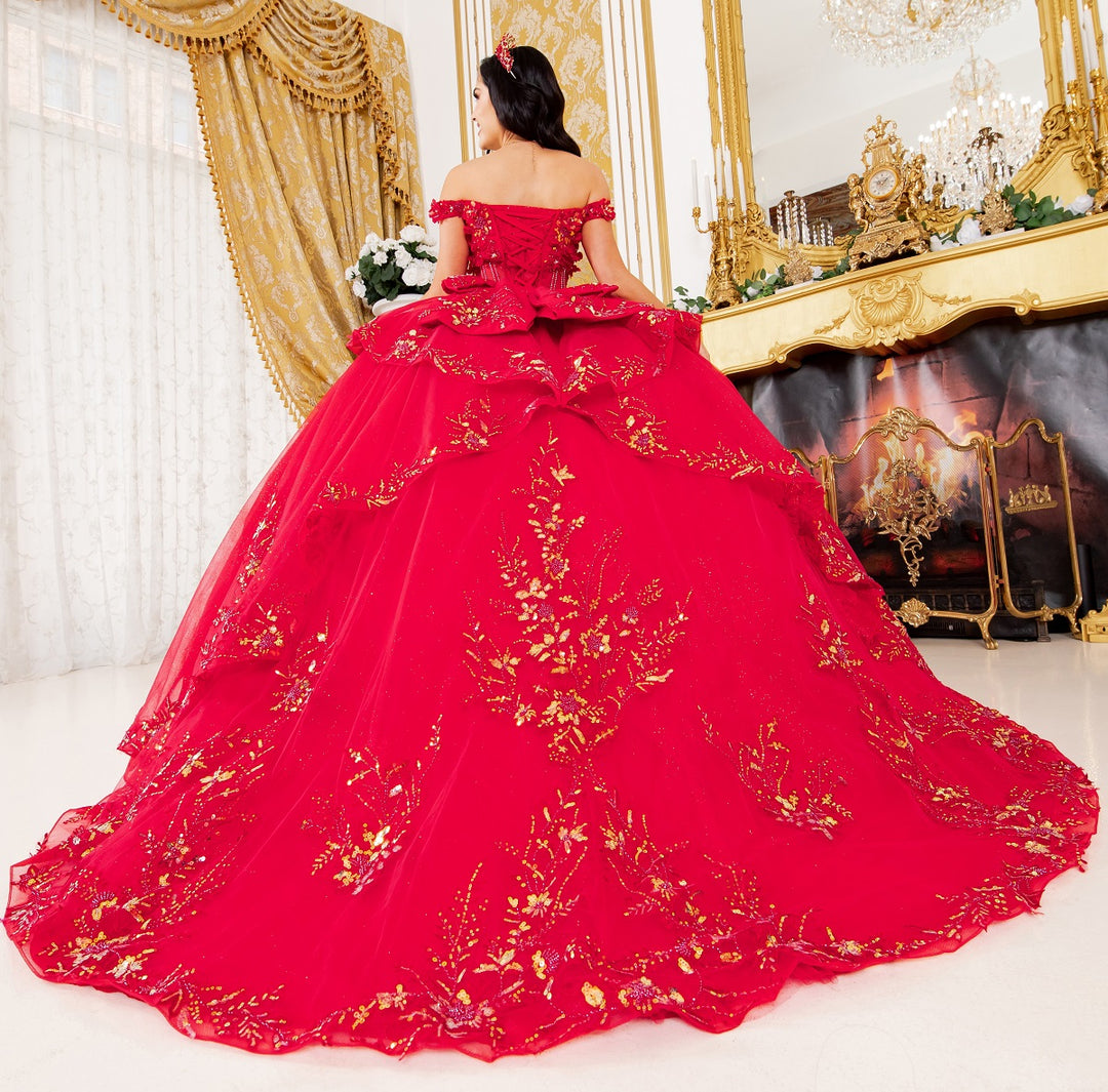 3D Floral Off Shoulder Ball Gown by Cinderella Couture 8160J