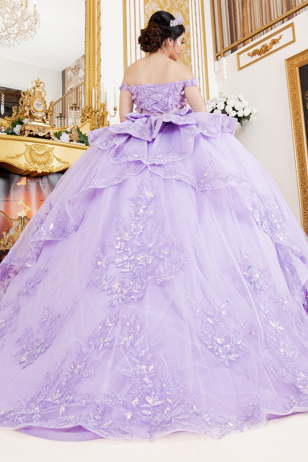 3D Floral Off Shoulder Ball Gown by Cinderella Couture 8160J