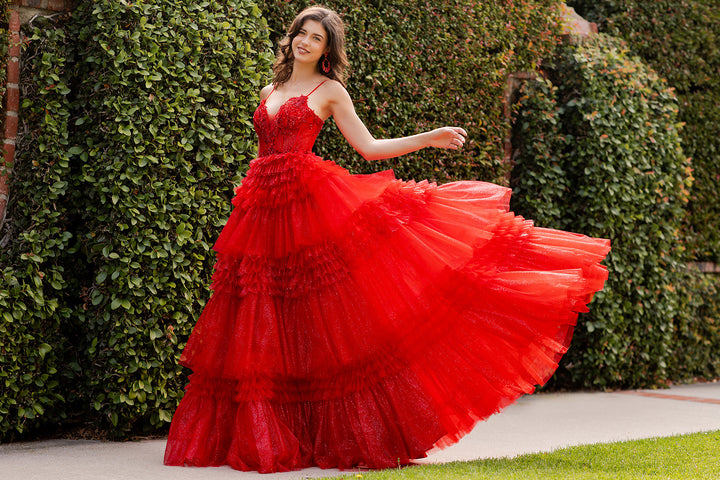 Sleeveless A-line Ruffled Gown by Cinderella Couture 8163J