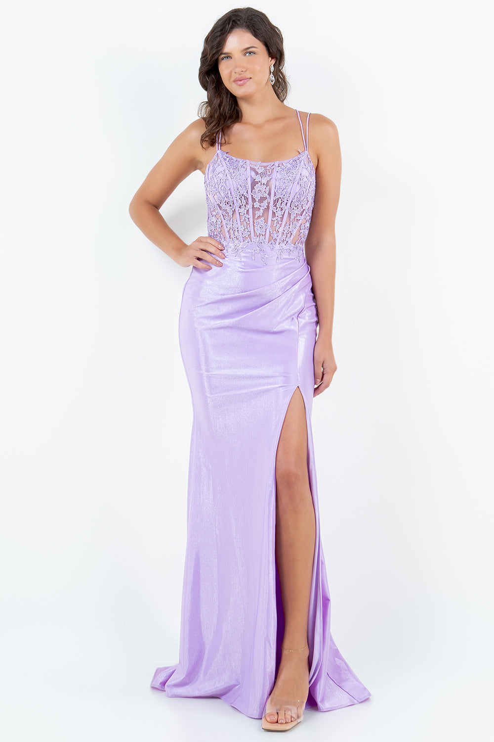 Applique Sleeveless Slit Gown by Cinderella Couture 8185J