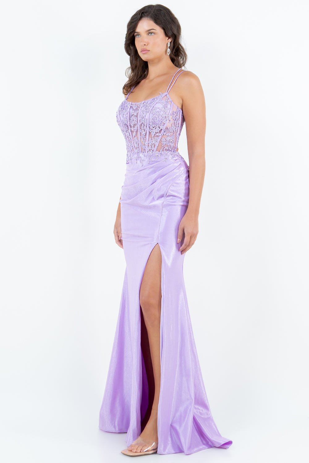 Applique Sleeveless Slit Gown by Cinderella Couture 8185J