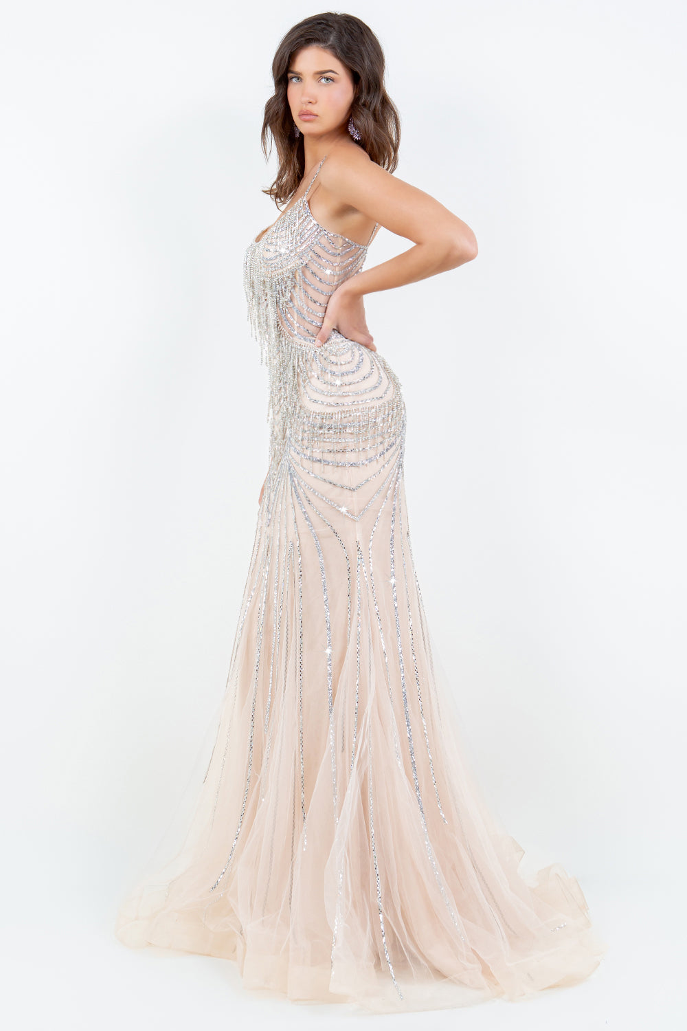 Beaded Sleeveless Gown by Cinderella Couture 8192J