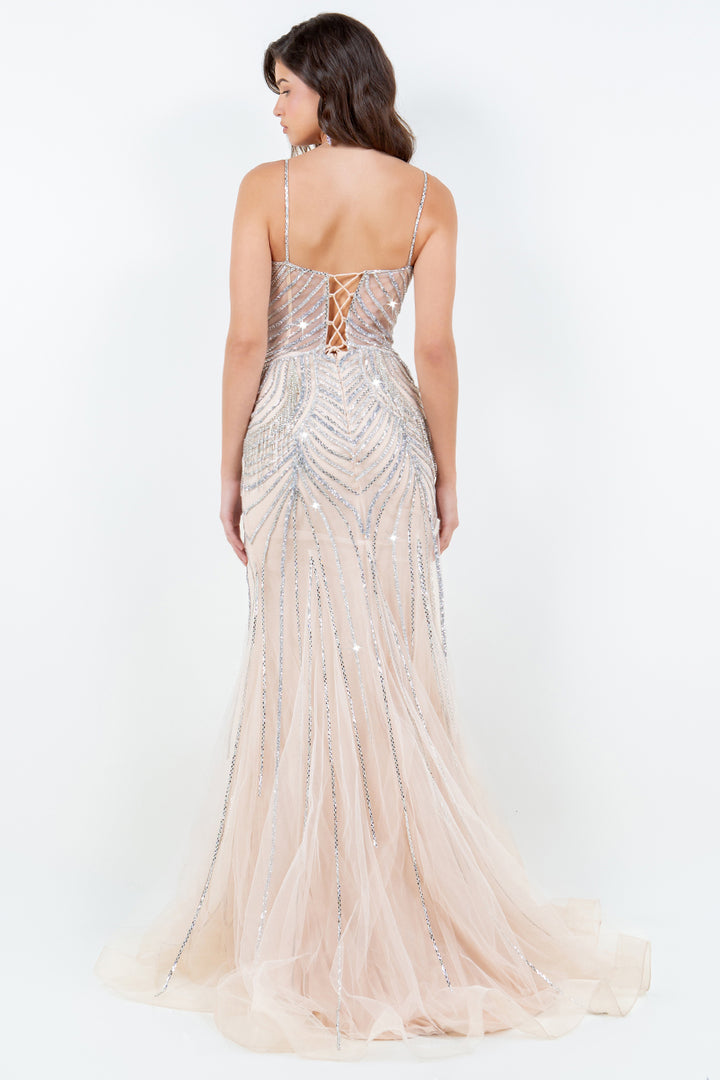 Beaded Sleeveless Gown by Cinderella Couture 8192J