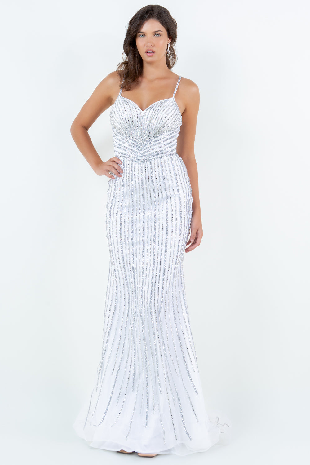 Beaded Sleeveless Gown by Cinderella Couture 8203J