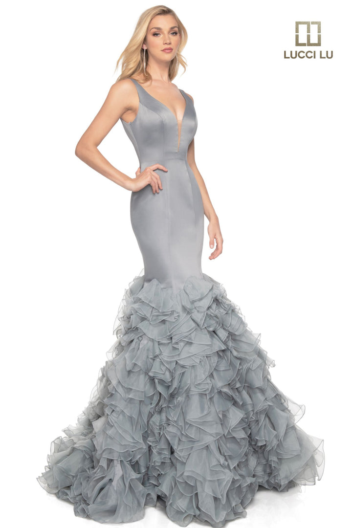 Sleeveless Ruffled Mermaid Dress by Lucci Lu 8206