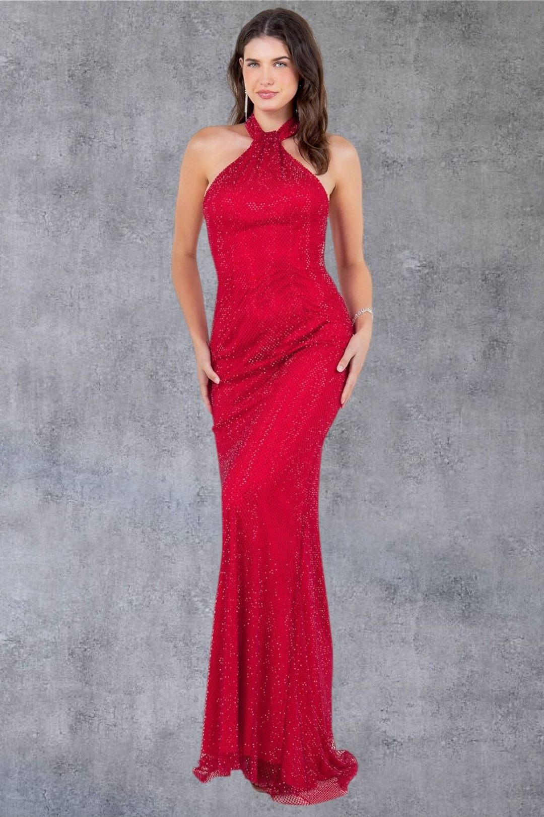 Beaded Halter Gown by Cinderella Couture 8217J