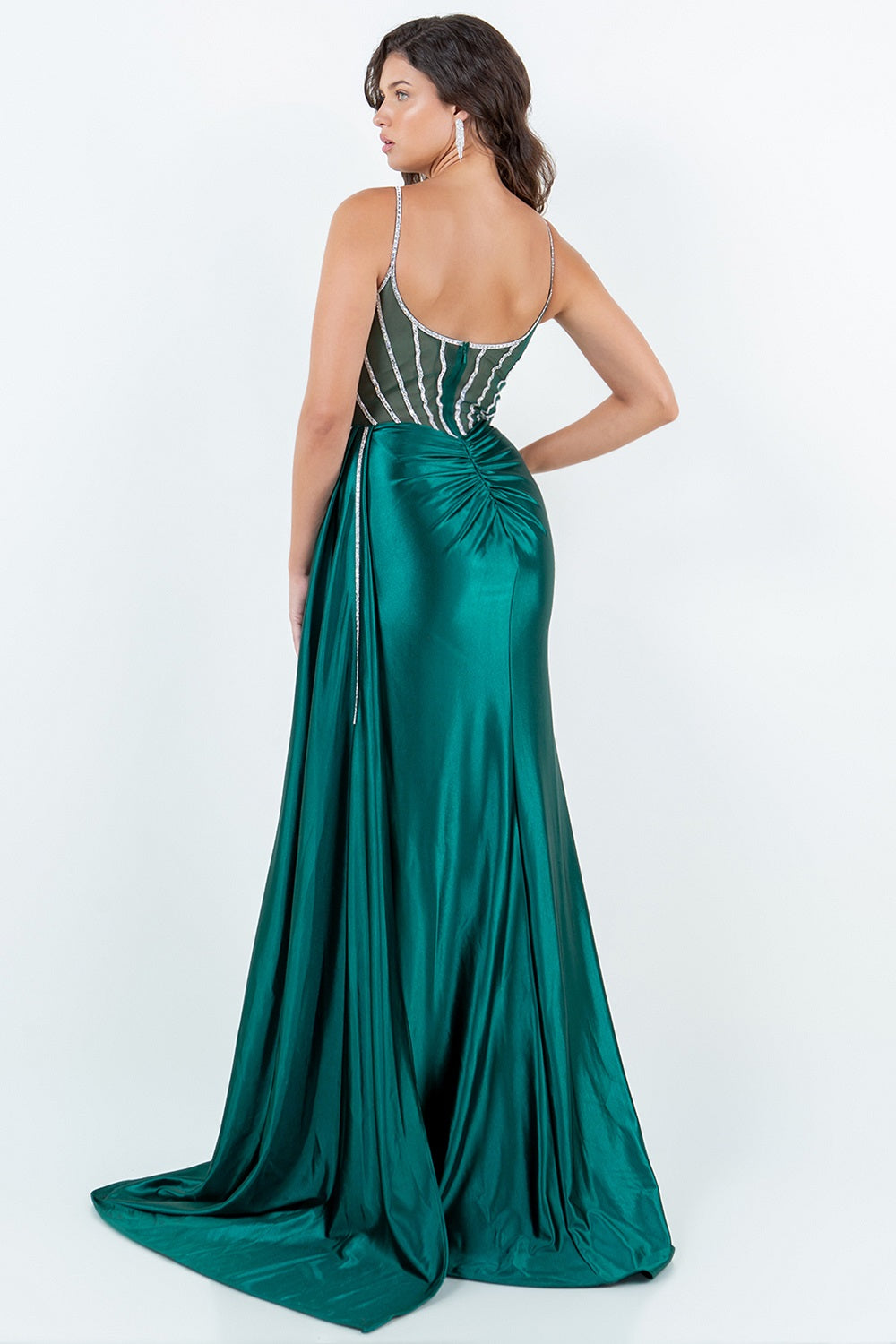 Beaded Satin Sleeveless Slit Gown by Cinderella Couture 8219J