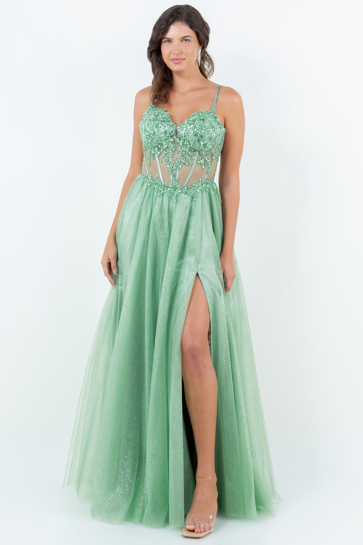 Sleeveless A-line Slit Gown by Cinderella Couture 8238J