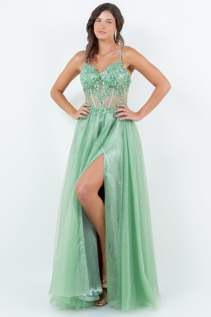 Sleeveless A-line Slit Gown by Cinderella Couture 8238J