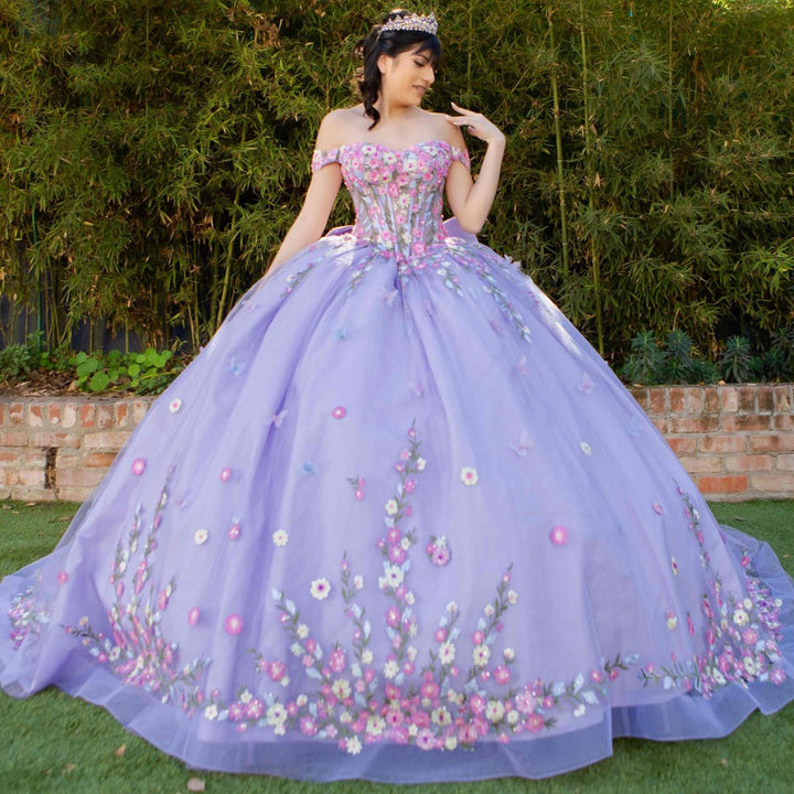 Floral Off Shoulder Ball Gown by Cinderella Couture 8260J