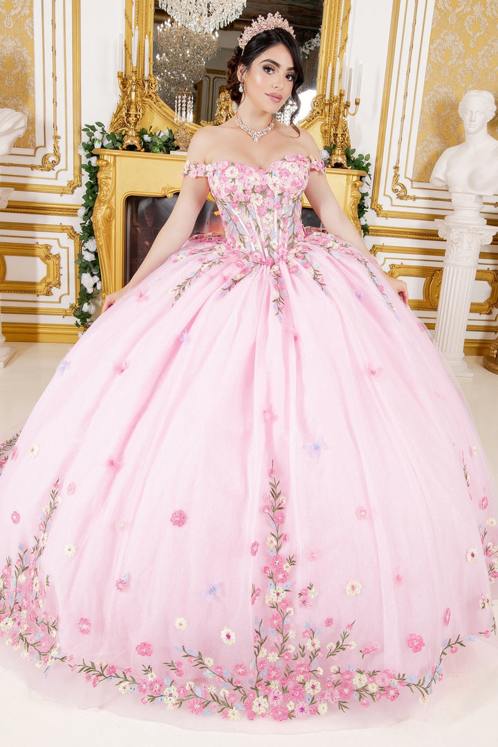 Floral Off Shoulder Ball Gown by Cinderella Couture 8260J