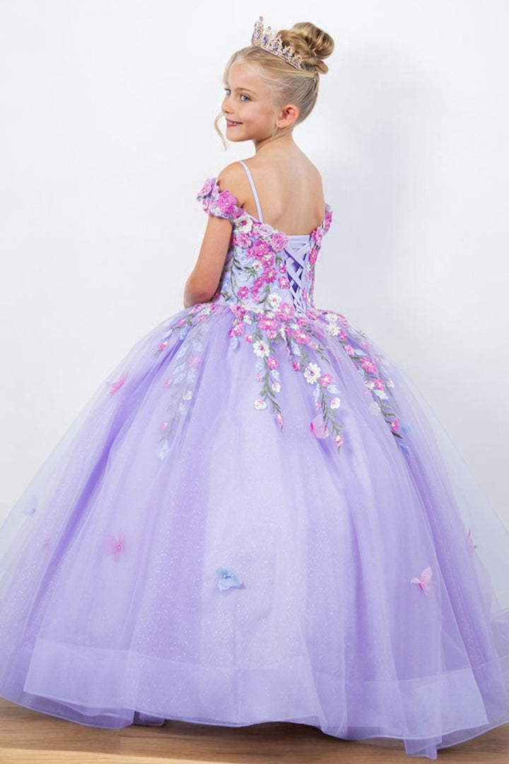 Girls Applique Cold Shoulder Gown by Cinderella Couture 8260