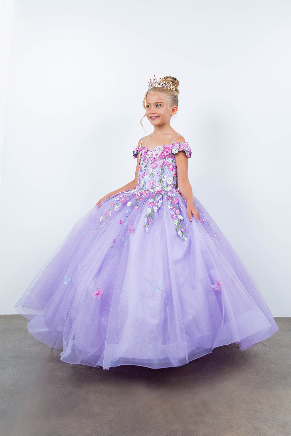 Girls Applique Cold Shoulder Gown by Cinderella Couture 8260