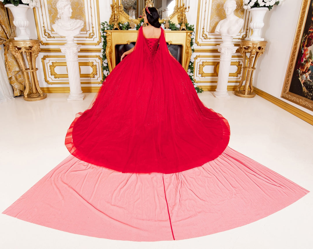 Cape Sleeve Ball Gown by Cinderella Couture 8270J