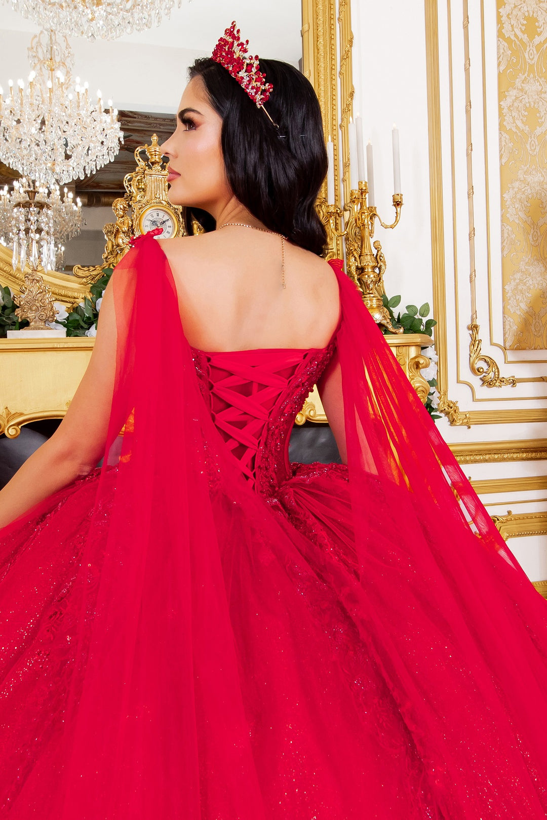 Cape Sleeve Ball Gown by Cinderella Couture 8270J