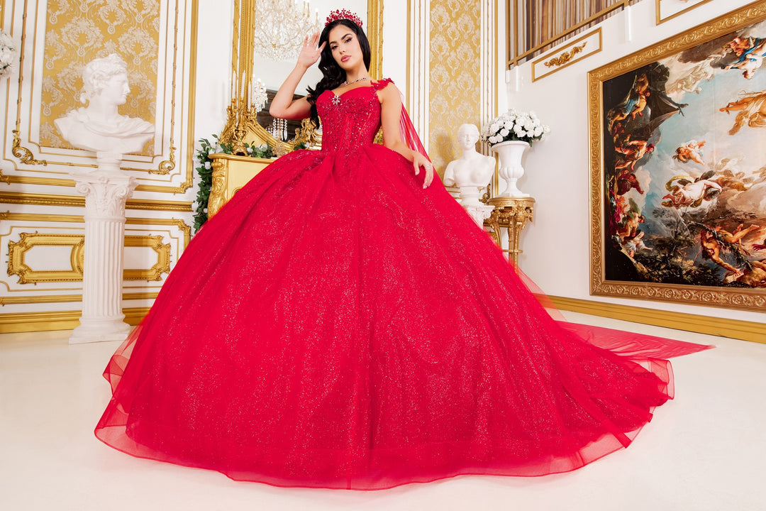 Cape Sleeve Ball Gown by Cinderella Couture 8270J