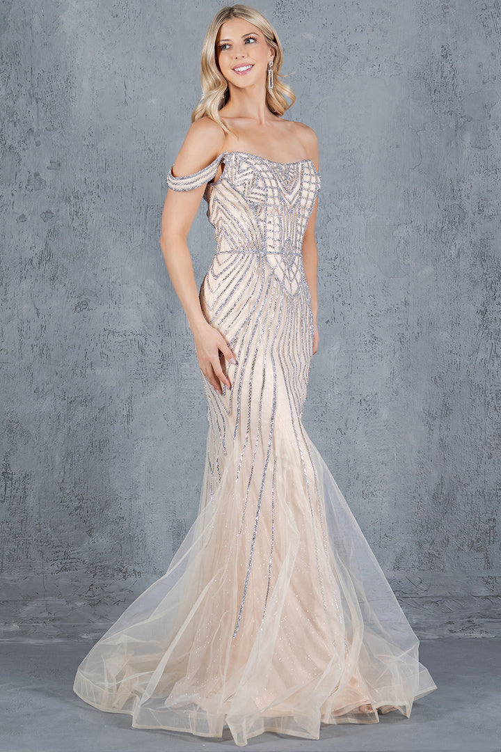 Beaded Off Shoulder Gown by Cinderella Couture 8271J