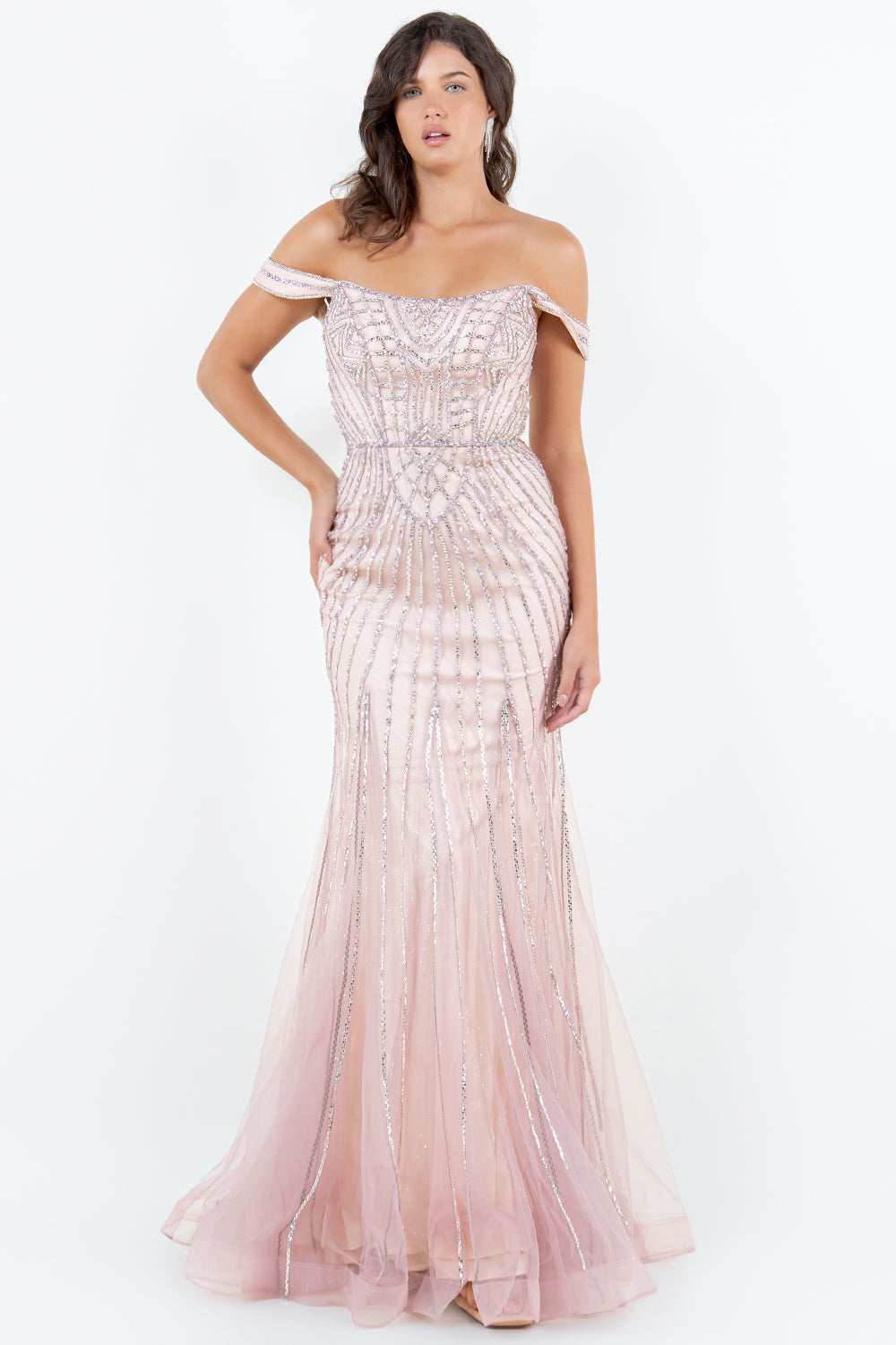 Beaded Off Shoulder Gown by Cinderella Couture 8271J