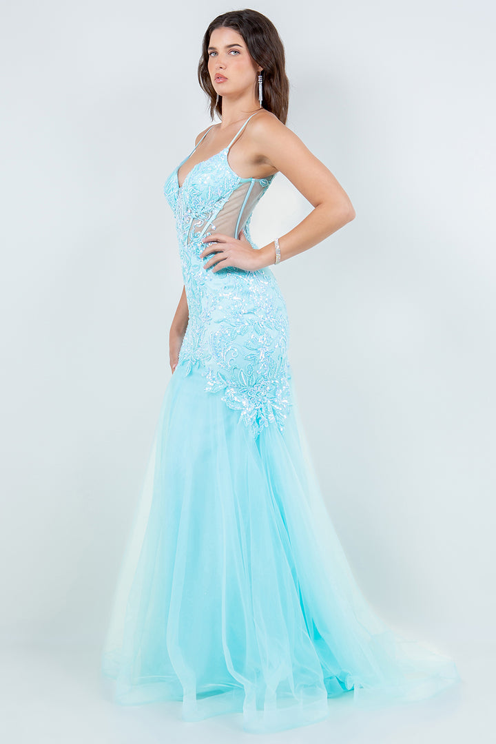 Sequin Applique Sleeveless Gown by Cinderella Couture 8276J