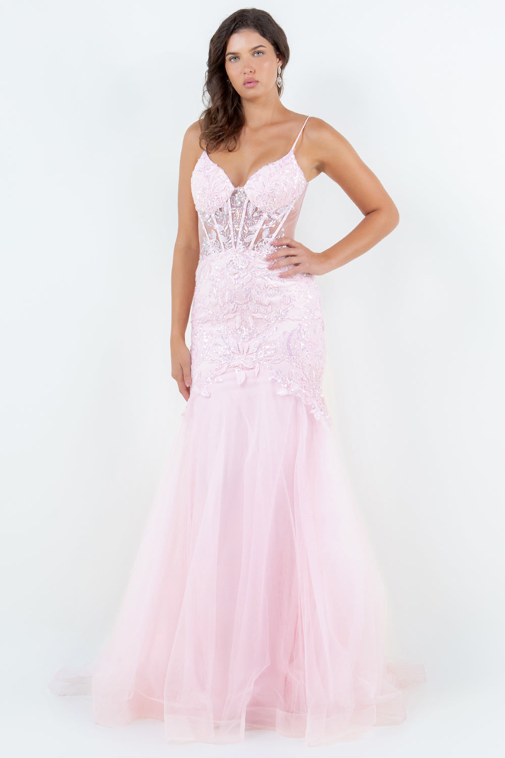 Sequin Applique Sleeveless Gown by Cinderella Couture 8276J